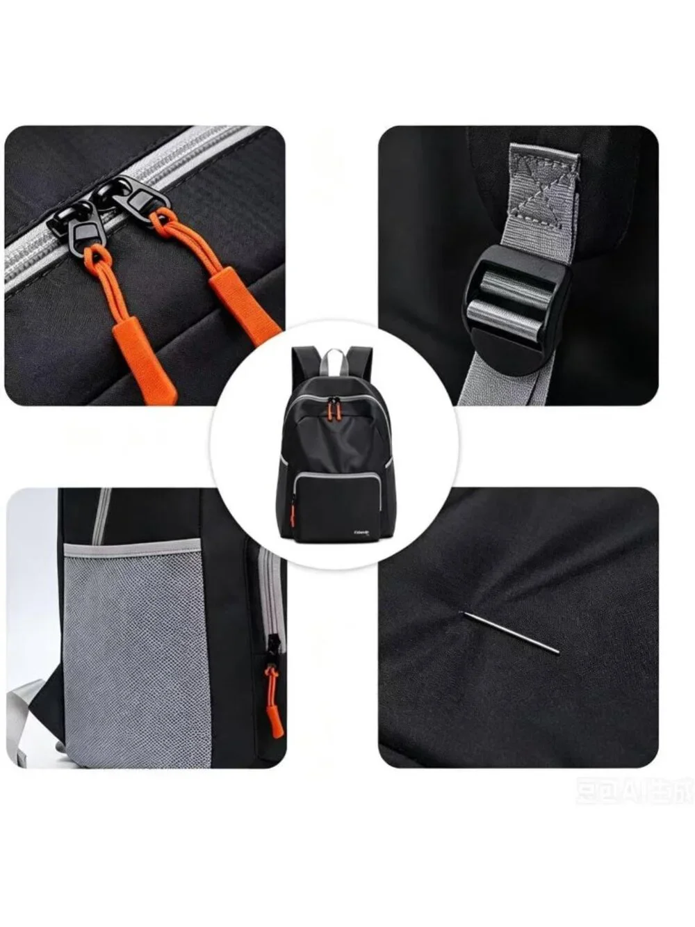 Stylish Black Day Travel Backpack with Front Pocket & Zipper - Perfect for